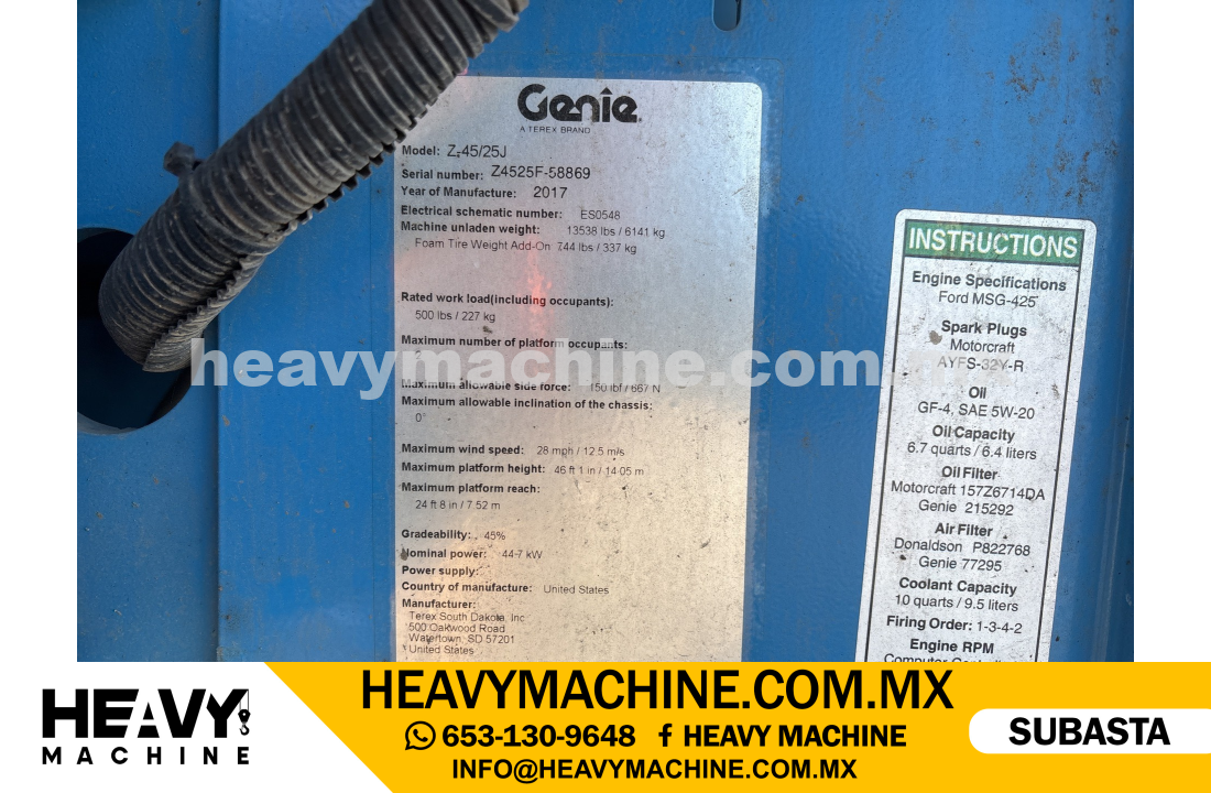Equipo de elevación Articulado 2017 GENIE Z-45-25J 4WD