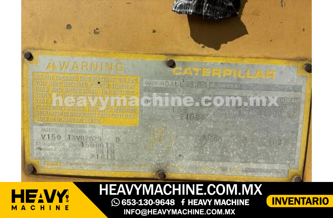 Equipo de elevación Montacargas V150 Forklift