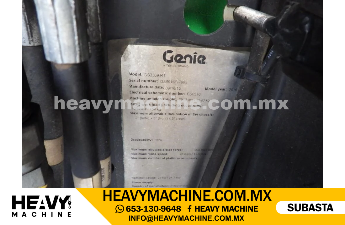Equipo de elevación Tijera 2016 GENIE GS-3369RT