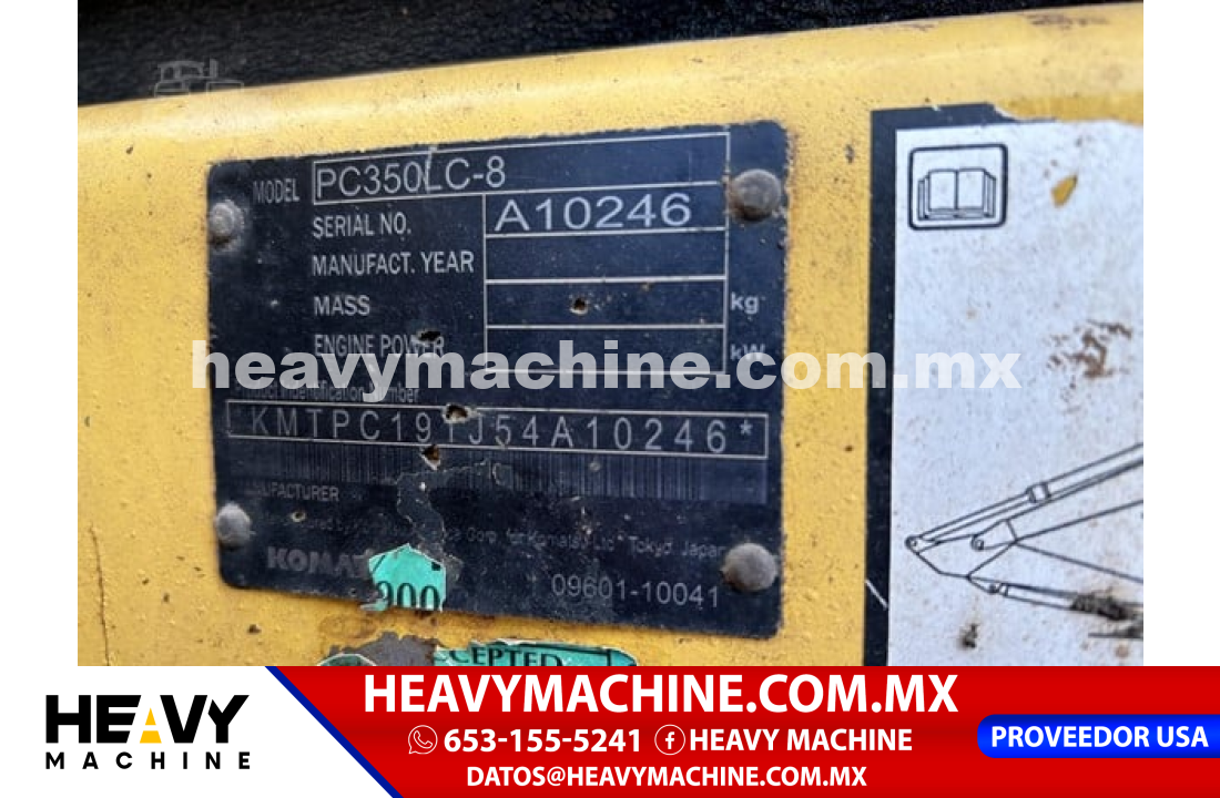 Maquinaria Pesada Excavadora 2010 Komatsu PC350 LC-8