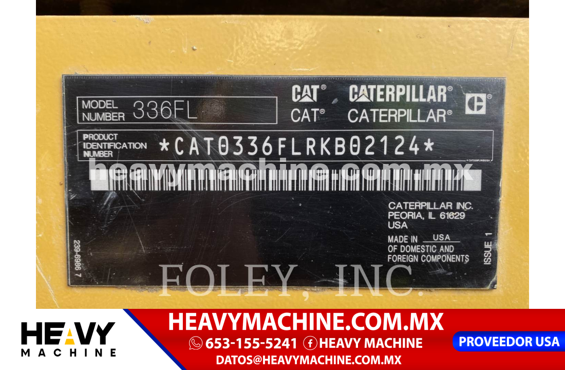 Maquinaria Pesada Excavadora 2016 Caterpillar 336FL