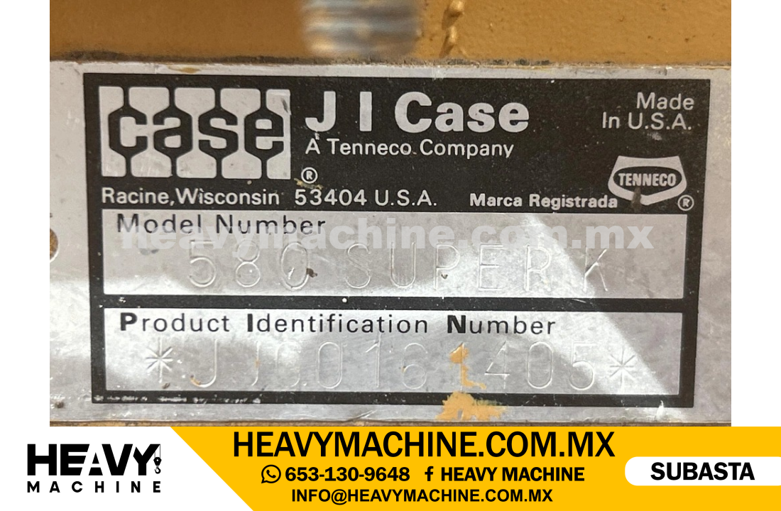 Maquinaria Pesada Retroexcavadora 1991 CASE 580 Super K